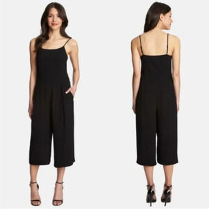 ✨NWT 1 State Black Spaghetti Strap Wide Leg Cropped Culotte Jumpsuit Romper XS